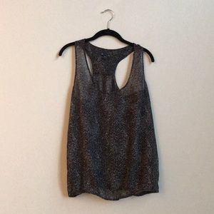 GAP: sheer animal print racer back top: grey/black